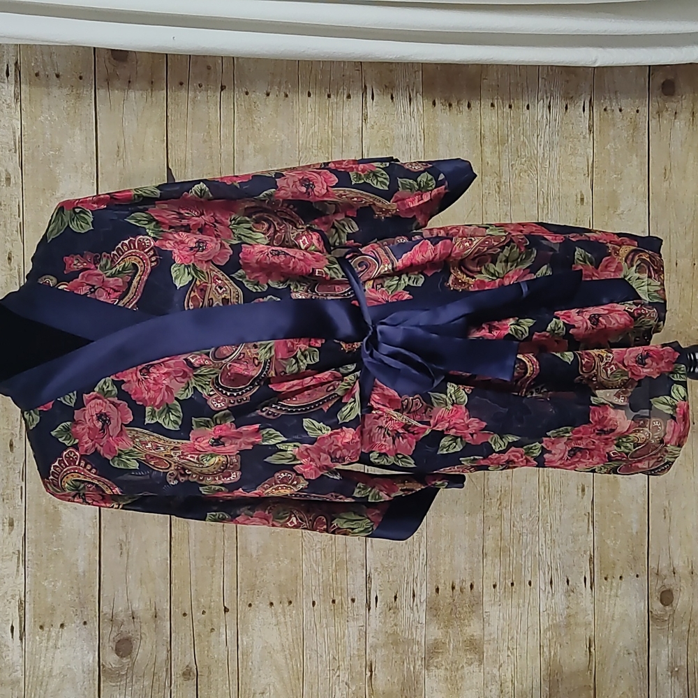 Vintage Victoria's Secret Gold Label Sheer Floral & Paisley Robe